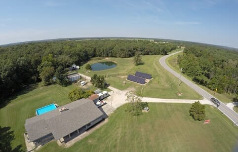 residential solar panels on home in country