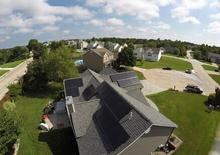 residential solar panels on suburban home